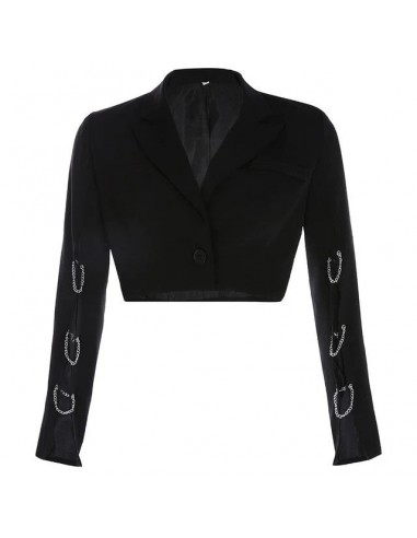 Veste gothique femme chaine noir coupe crop top