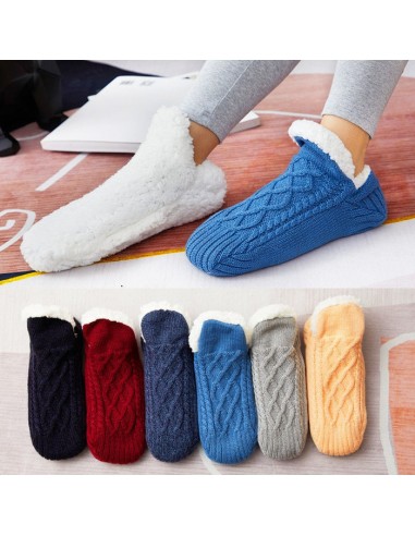 Chaussettes fourrées courtes antidérapantes pour toute la famille