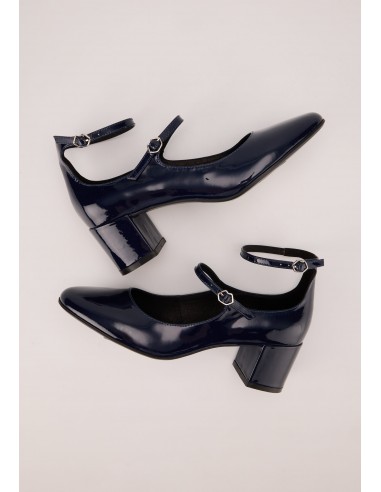 Sofia-Cuir brillant bleu navy