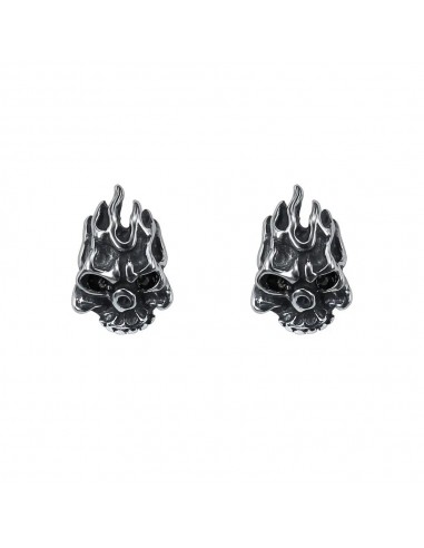 Boucles d'oreilles gothiques crane enflammé